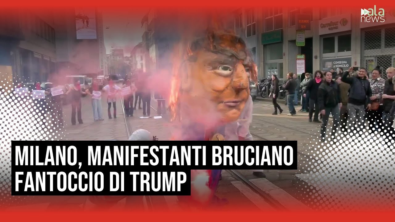 Milano, bruciato un fantoccio di Trump al corteo studentesco transfemminista
