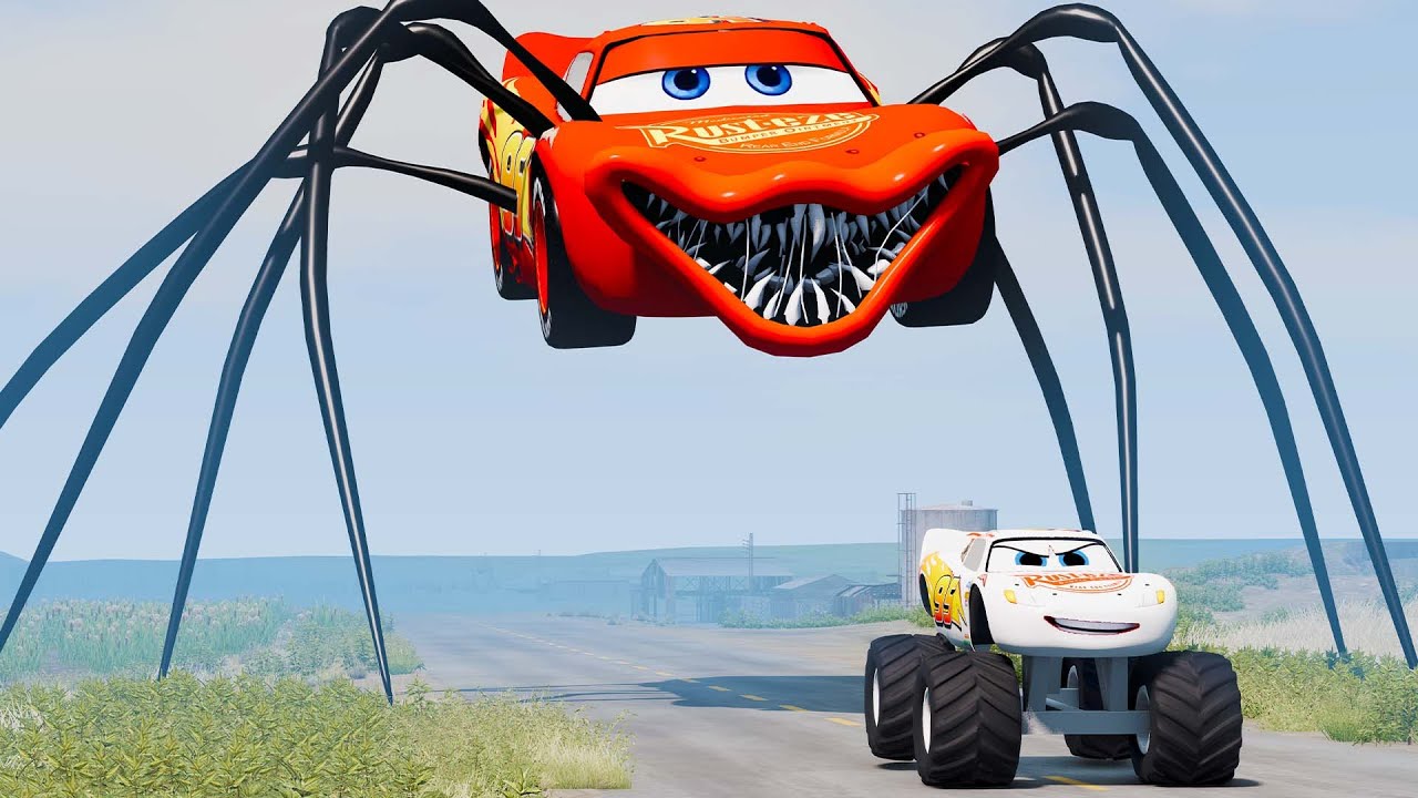 Epic escape from Zombie Lightning McQueen Eater, Tractor Eater, Fire Engine Eater |BeamNG.Drive