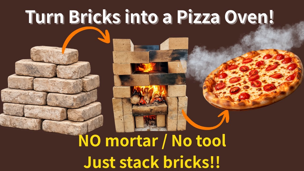 Building a DIY Pizza Oven only by stacking Bricks!  Easy to build.  (Improved Audio)