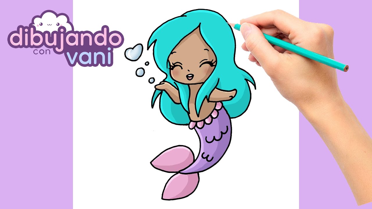 COMO DIBUJAR UNA SIRENA PASO A PASO - DIBUJOS PARA DIBUJAR - IMAGENES FACILES KAWAII