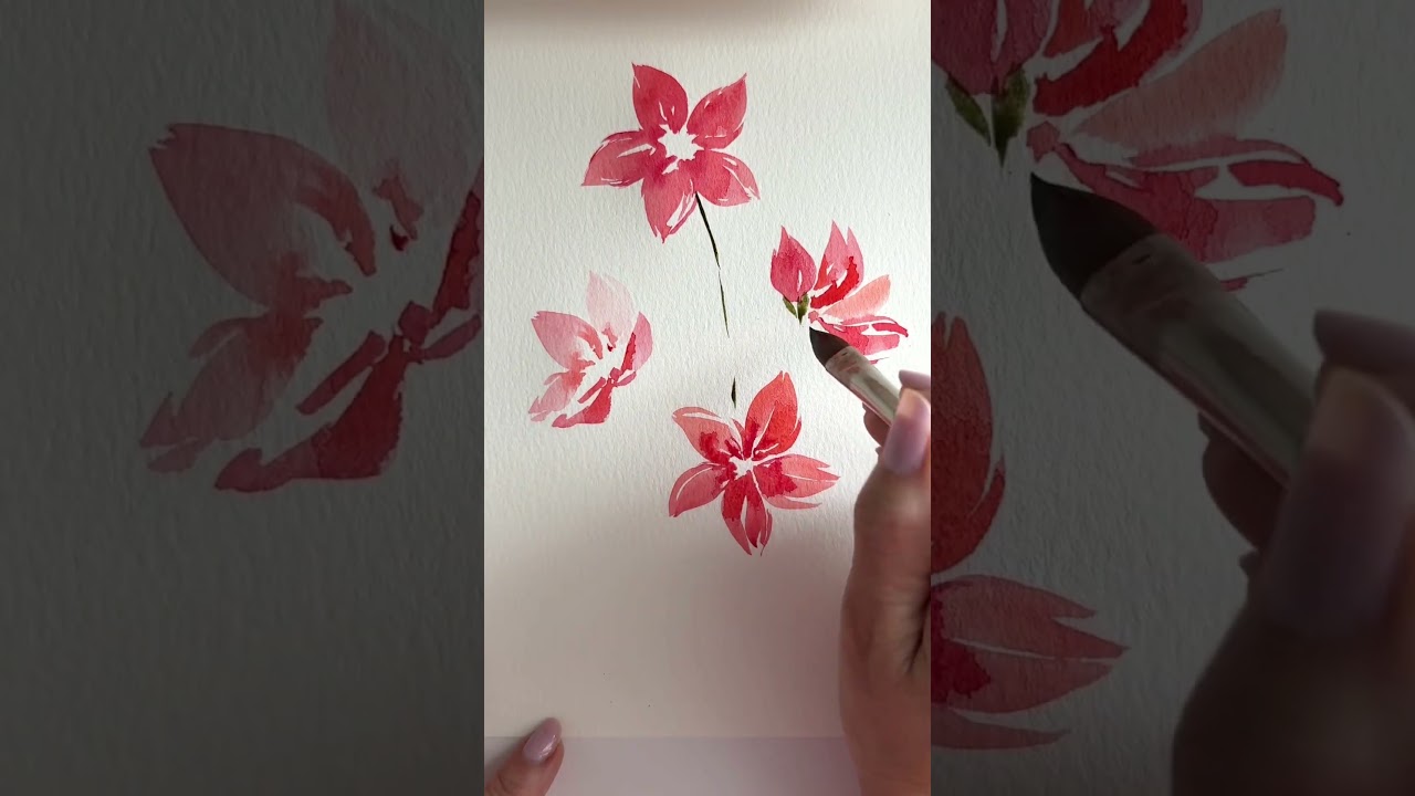Watercolor Flowers Painted with KINGART Original Gold Oval Petal Brush #watercolorpainting
