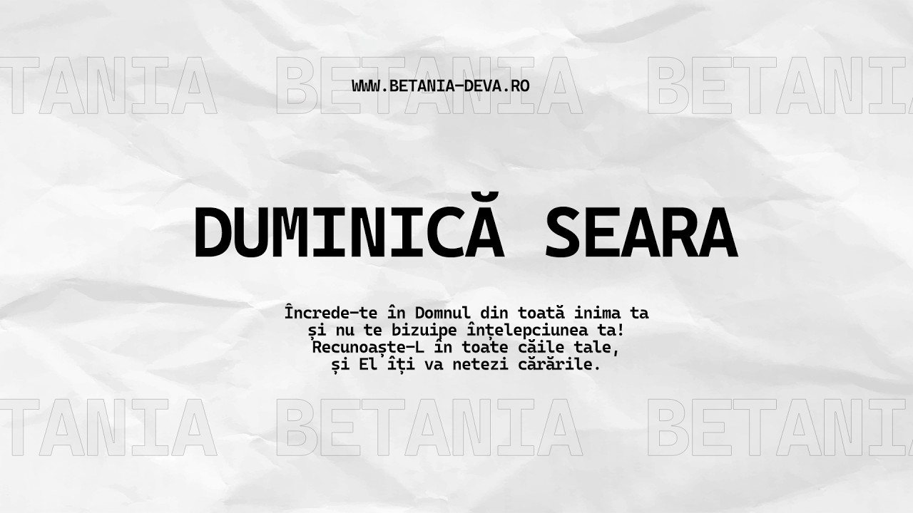 Duminică Seara De Evanghelizare|15.03.2026