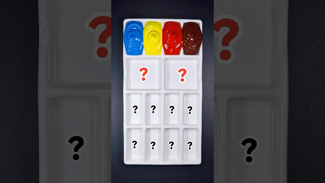 Making 10 Colors with Only 4 Primary Colors Red, Yellow, Blue and Brown #colormixing #shots
