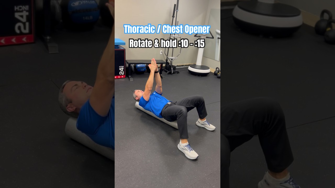 Thoracic & chest opener on a foam roller. Great for a warmup, or to do throughout the day!