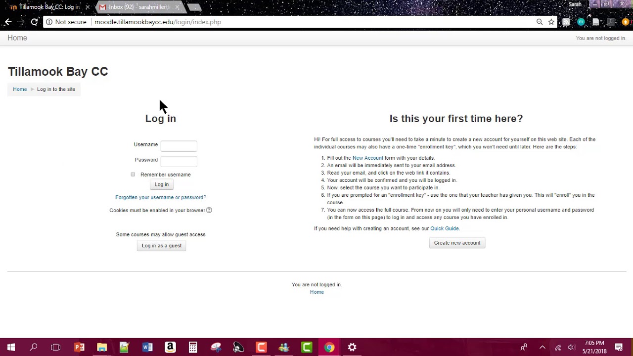 Create New Account - Moodle