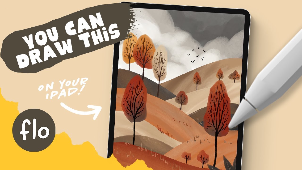 Вы можете нарисовать этот акварельный осенний пейзаж в Procreate 🍂 (простой урок)