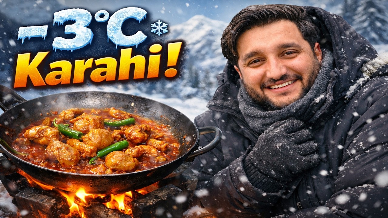 –3°C Chicken Karahi in Kashmir 😱 | Winter Cooking Challenge