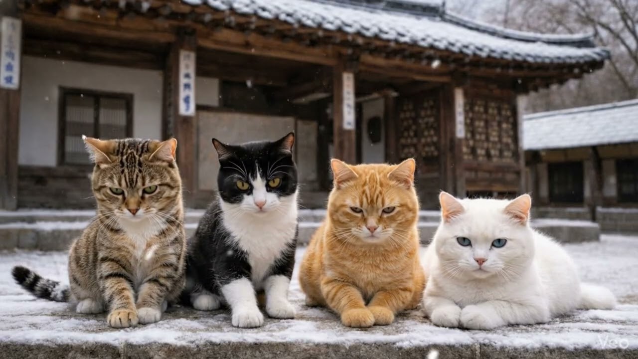 [Playlist] Snowy Hanok Vibes ❄️ Chill Pop Mix | Cozy Cat in Seoul | Relaxing Winter Music