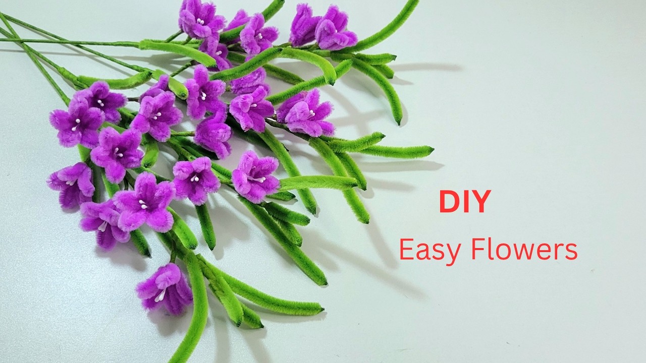 Easy Purple Flowers Make from Pipe Cleaner | How to Make Chenille Stem Purple Flowers💐