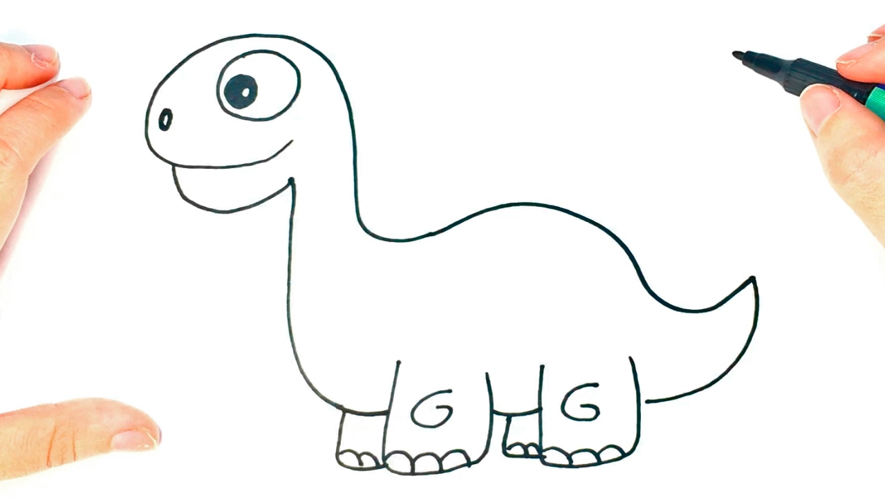 C&oacute;mo dibujar un Dinosaurio para ni&ntilde;os | Dibujo de Dinosaurio paso a paso