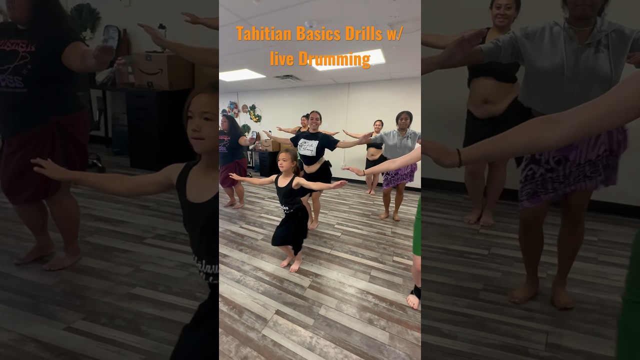 Tahitian Basic Drills with Live Drummers #oritahiti #dance #tahiti #polynesiandance #drums