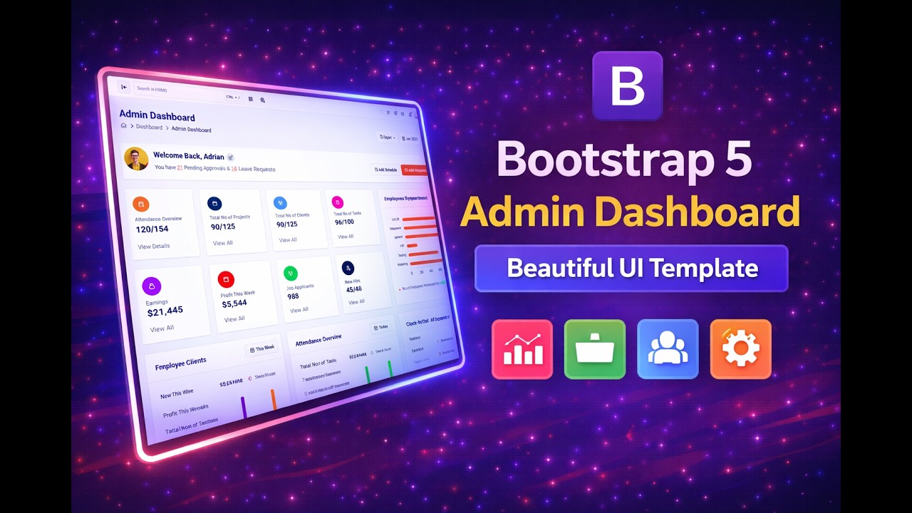 Шаблон административной панели на Bootstrap 5 | Демонстрация пользовательского интерфейса SmartHR...