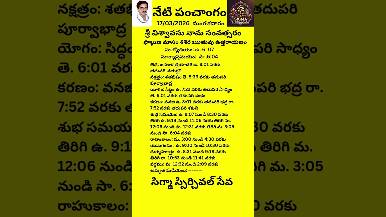 17-03-2026 | panchangam #astrology #telugu #sss