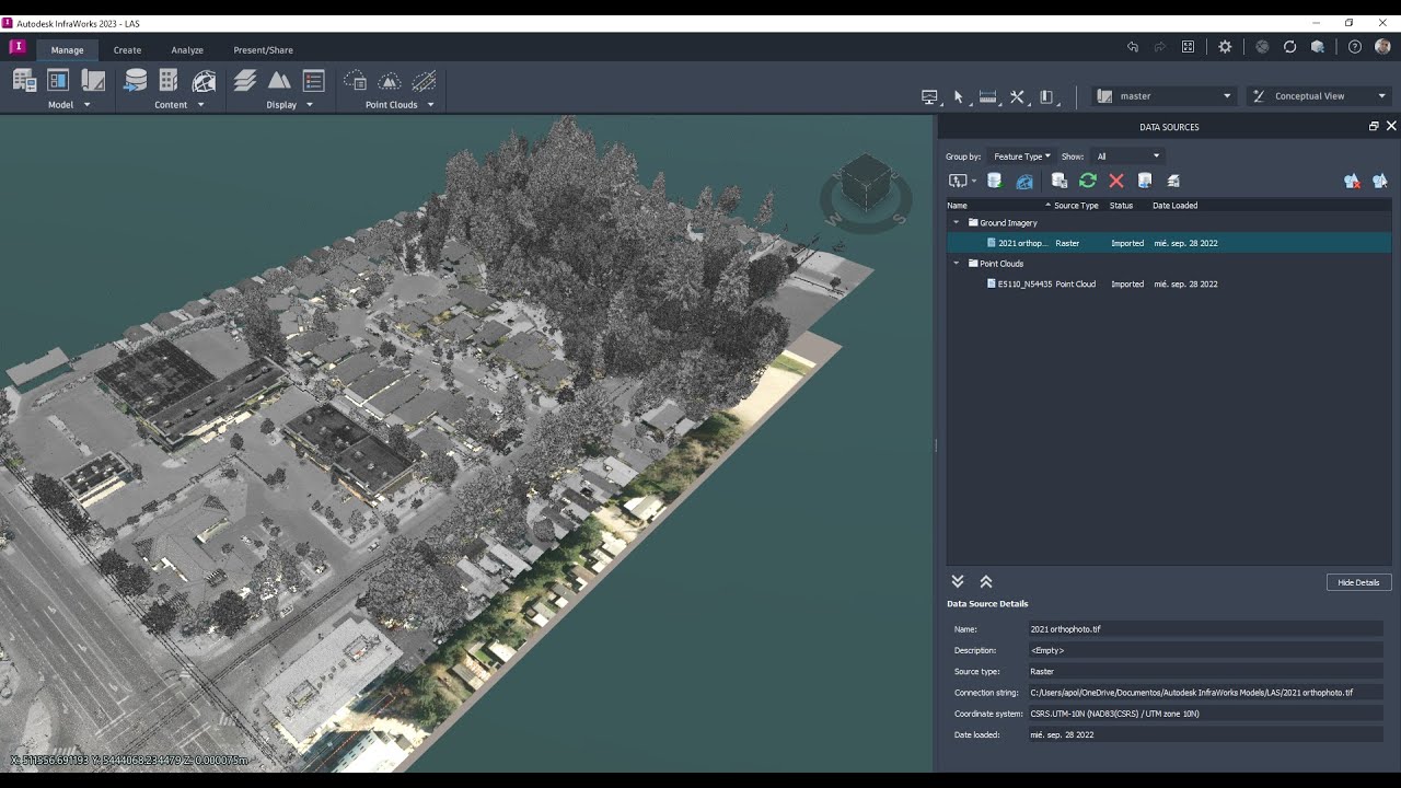 Infraworks tambien procesa datos de nubes de puntos (Point Cloud)
