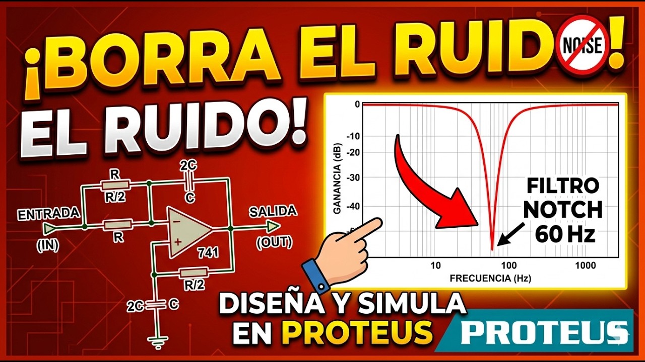 Filtros análogos. Diseñe un Filtro rechaza banda o filtro Notch simulado en Proteus