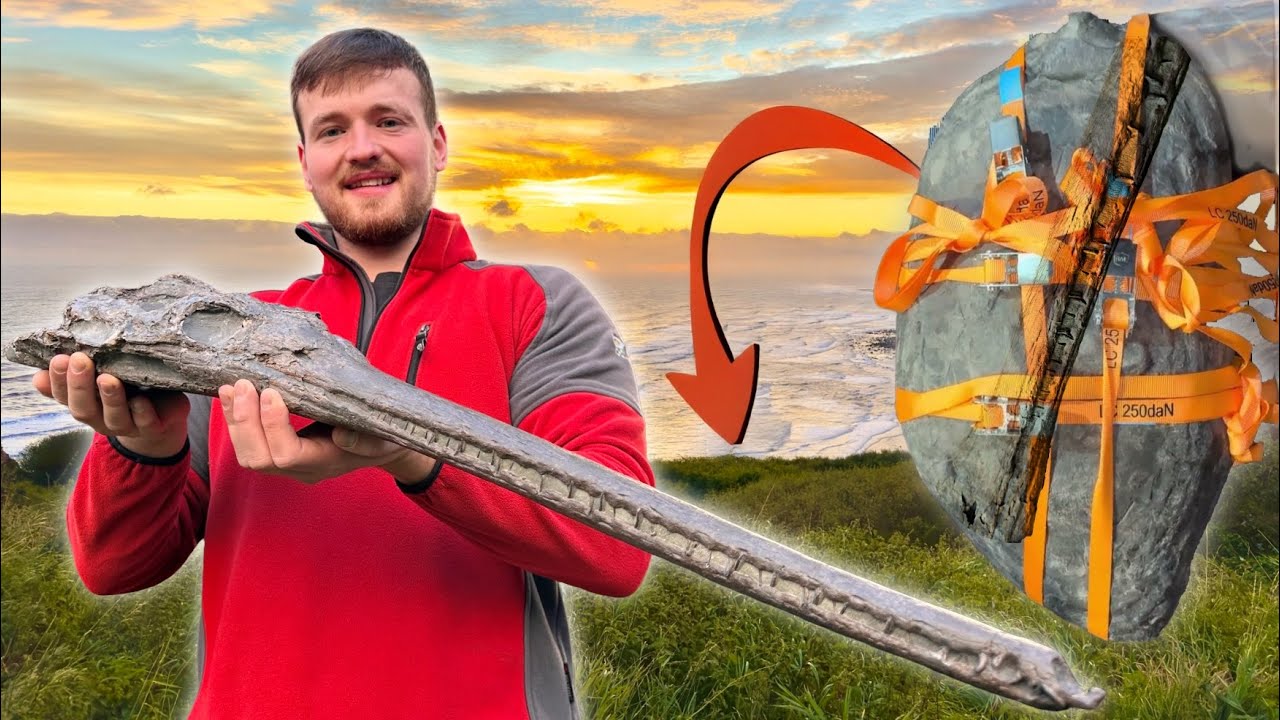 There was a Fossil Crocodile Skull Inside a HUGE Stone!