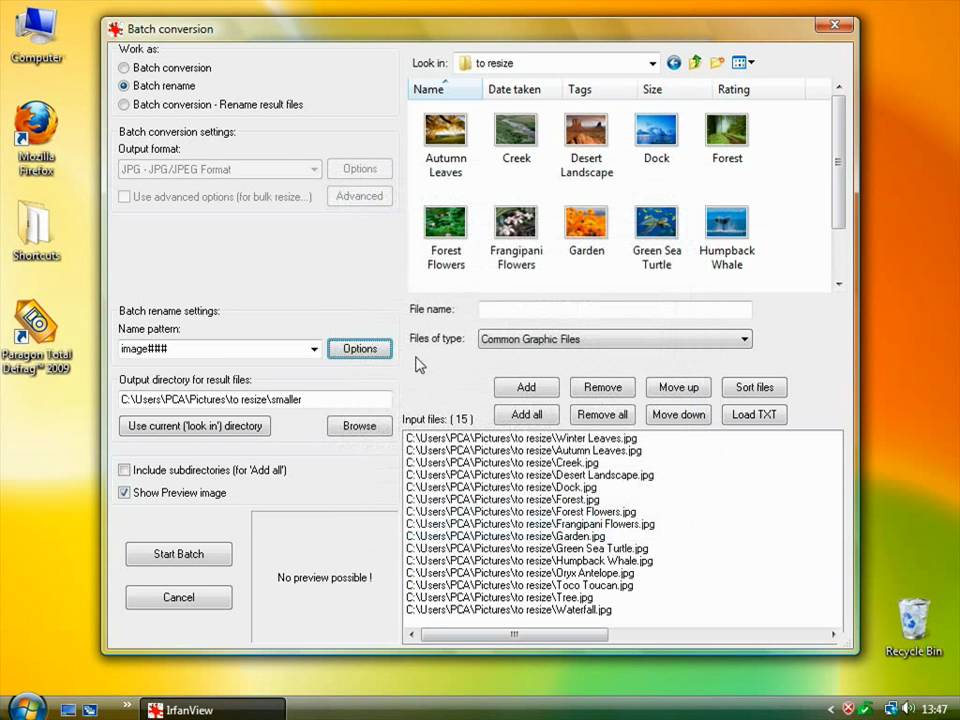 Batch convert images in Irfanview