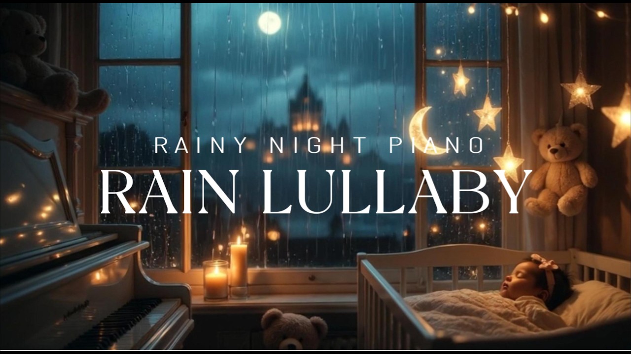 Baby Sleep Lullaby 🌙 | Rain Outside & Moonlight | 1 Hour Calm Piano