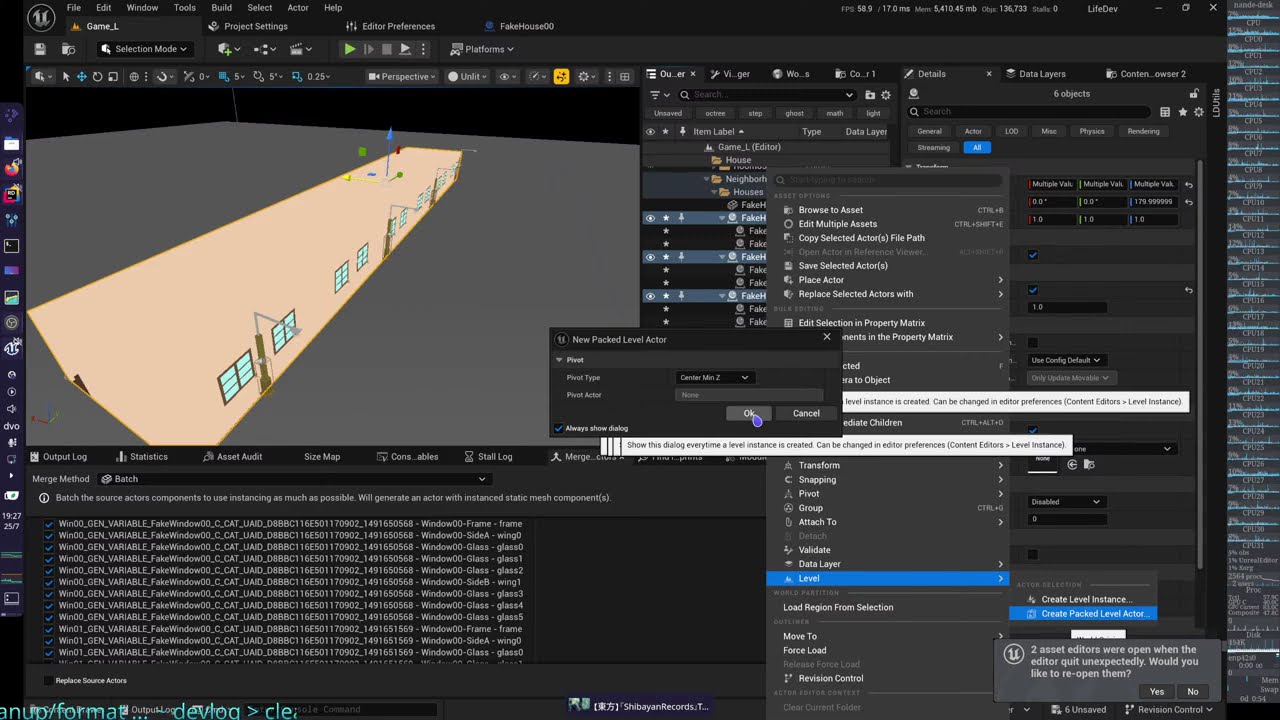 Optimizing mesh drawcalls, merge actor and new packed instance level actor. An exploration/showcase.