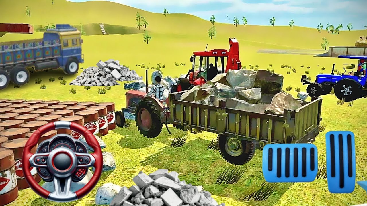 😱Drive JCB And Unloading Stone From Dumper Truck In Game🏗💥#dumper #tractor #jcb #truck #gameplay
