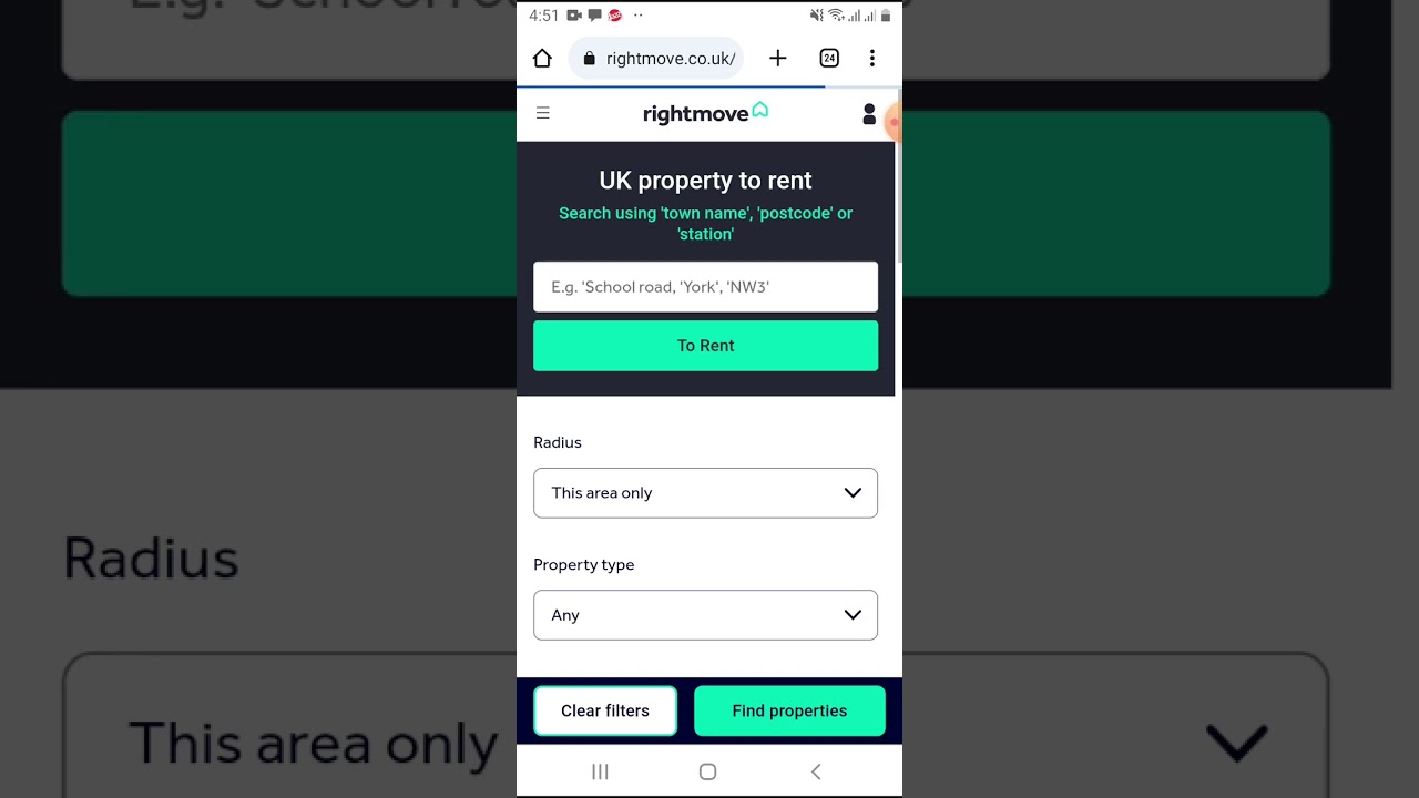 How to find property for rent on rightmove