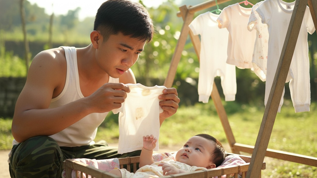 Baby Truc Lam&rsquo;s Clothes Got Dirty from the Old Drying Rack&hellip; So Dad Trieu Duong Built a New One