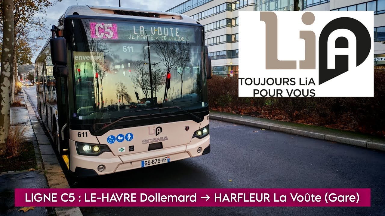 [TIMELAPSE] [LiA] LIGNE C5 : LE-HAVRE Dollemard → HARFLEUR La Voûte (Gare)