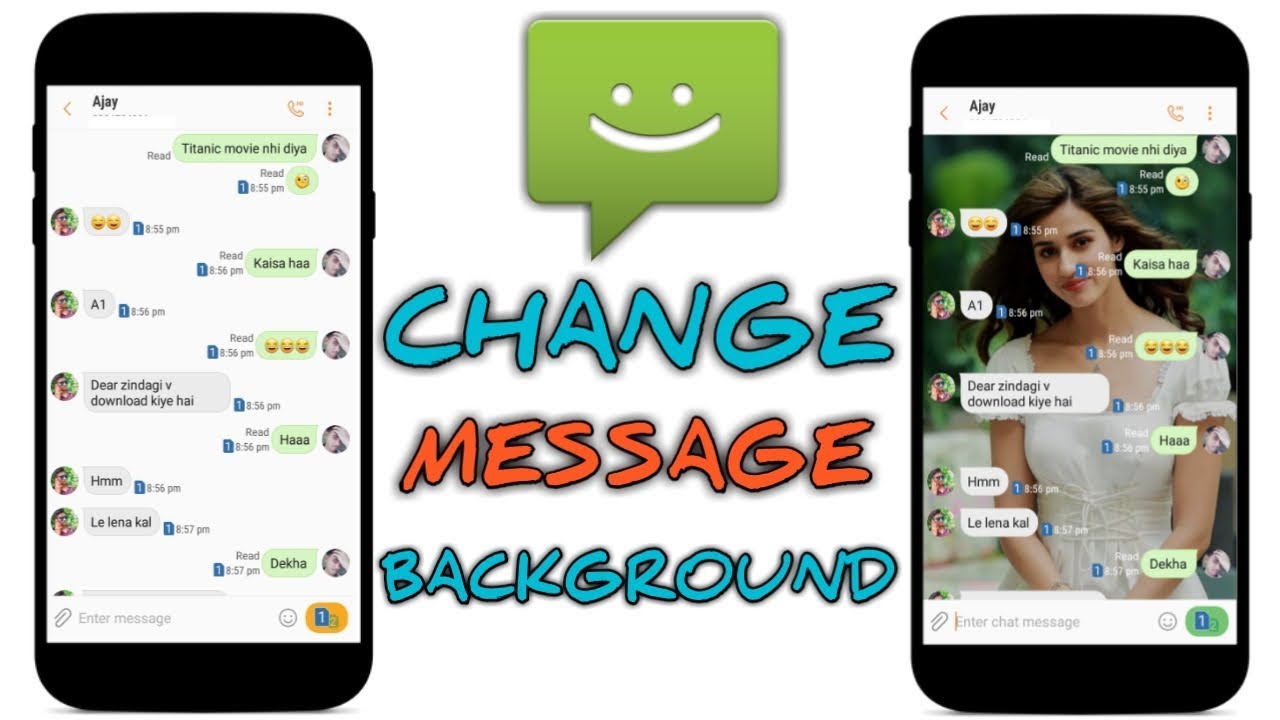 How to Change Text Message Background On Samsung Smartphone | Android Mobile Settings +Set Wallpaper
