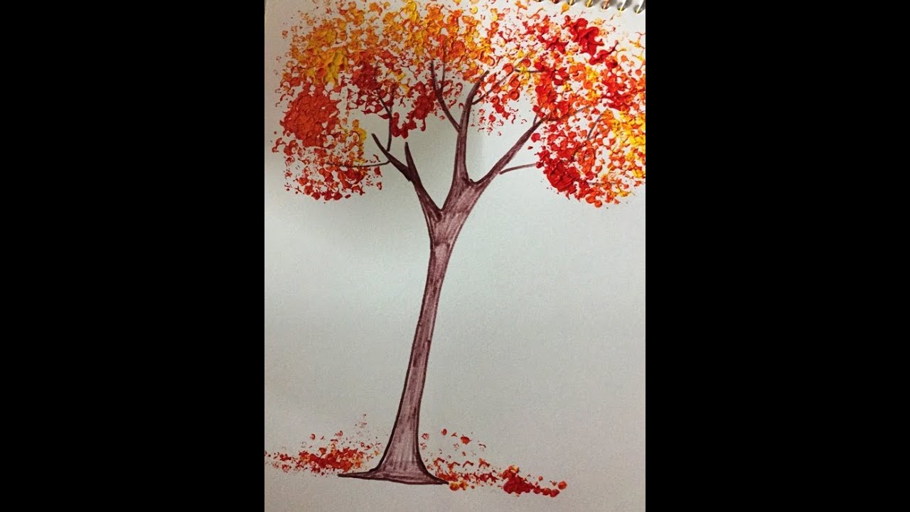 Cotton Swab Fall Tree | Painting Autumn Tree | Fun Art for Kids