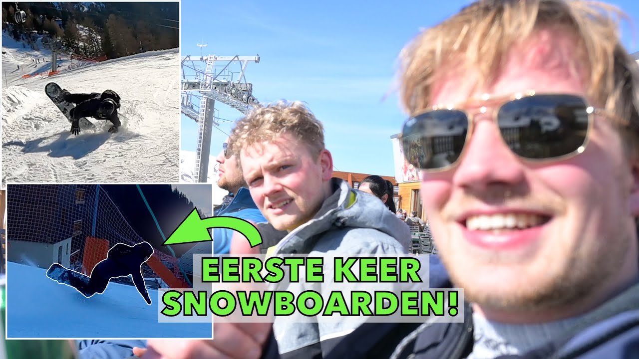 Hij Gaat Voor het Eerst Snowboarden! | Wintersport Vlog #1