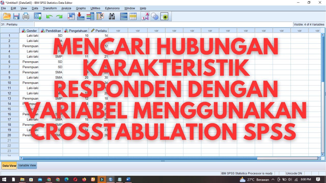 Cara Mencari Hubungan Karakteristik Responden dengan Variabel Menggunakan Crosstabulation SPSS