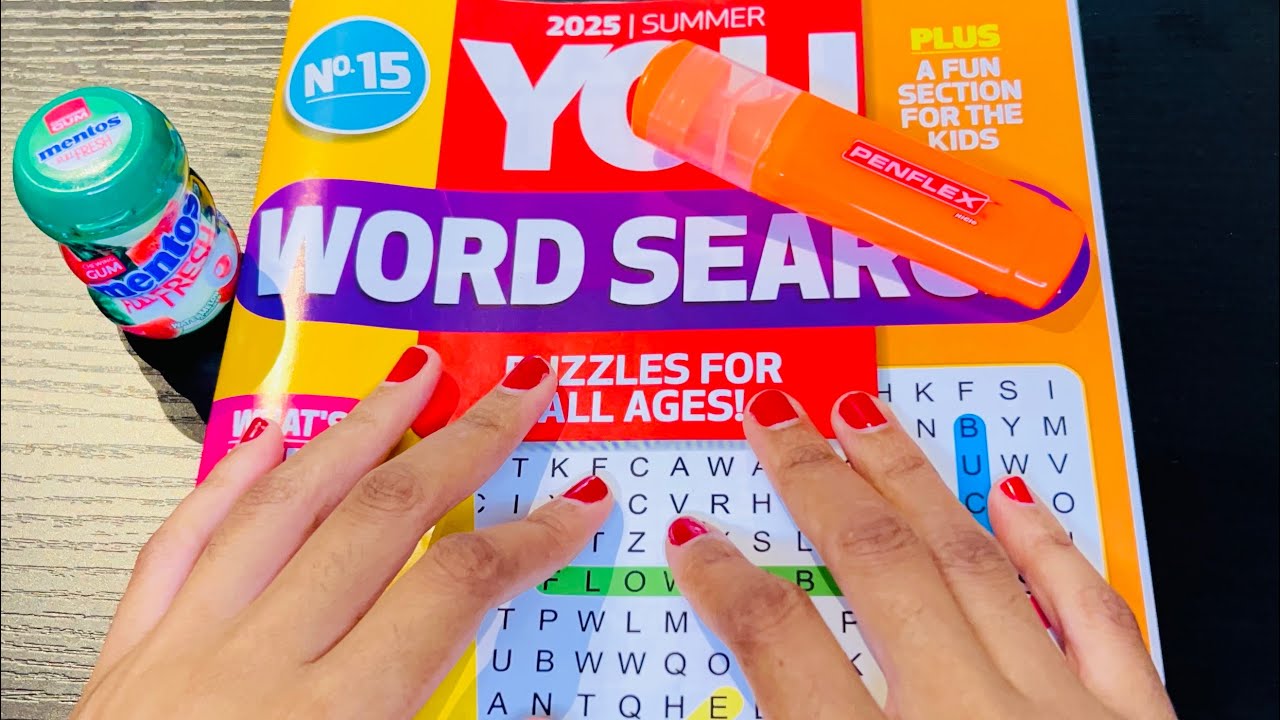Relaxing ASMR: Word Search, Gum Chewing and Whispering