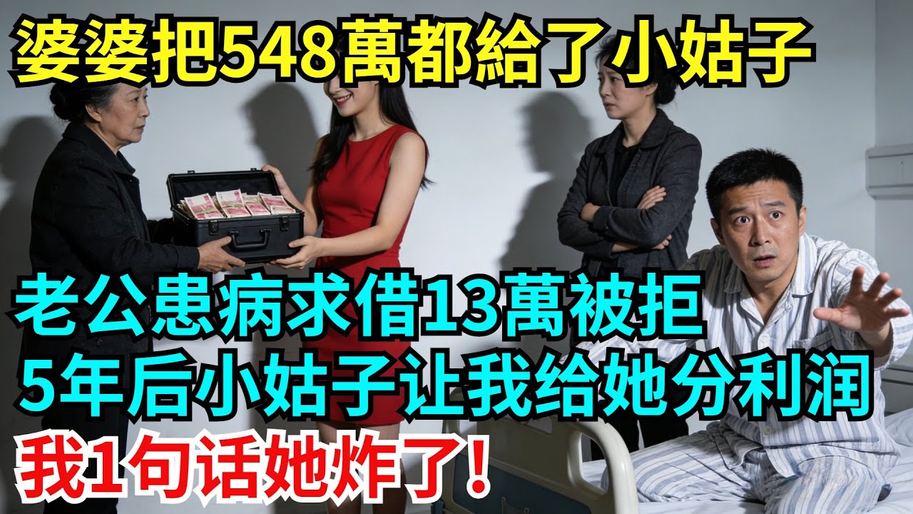 婆婆把548萬都給了小姑子，老公患病求借13萬被拒，5年後我們家公司掛牌後，小姑子突然來電：那548萬的投資該分我利潤了吧!我笑了1句話她瞬間炸鍋了!#完結故事#情感故事#爽文#婆媳關系#女頻小說