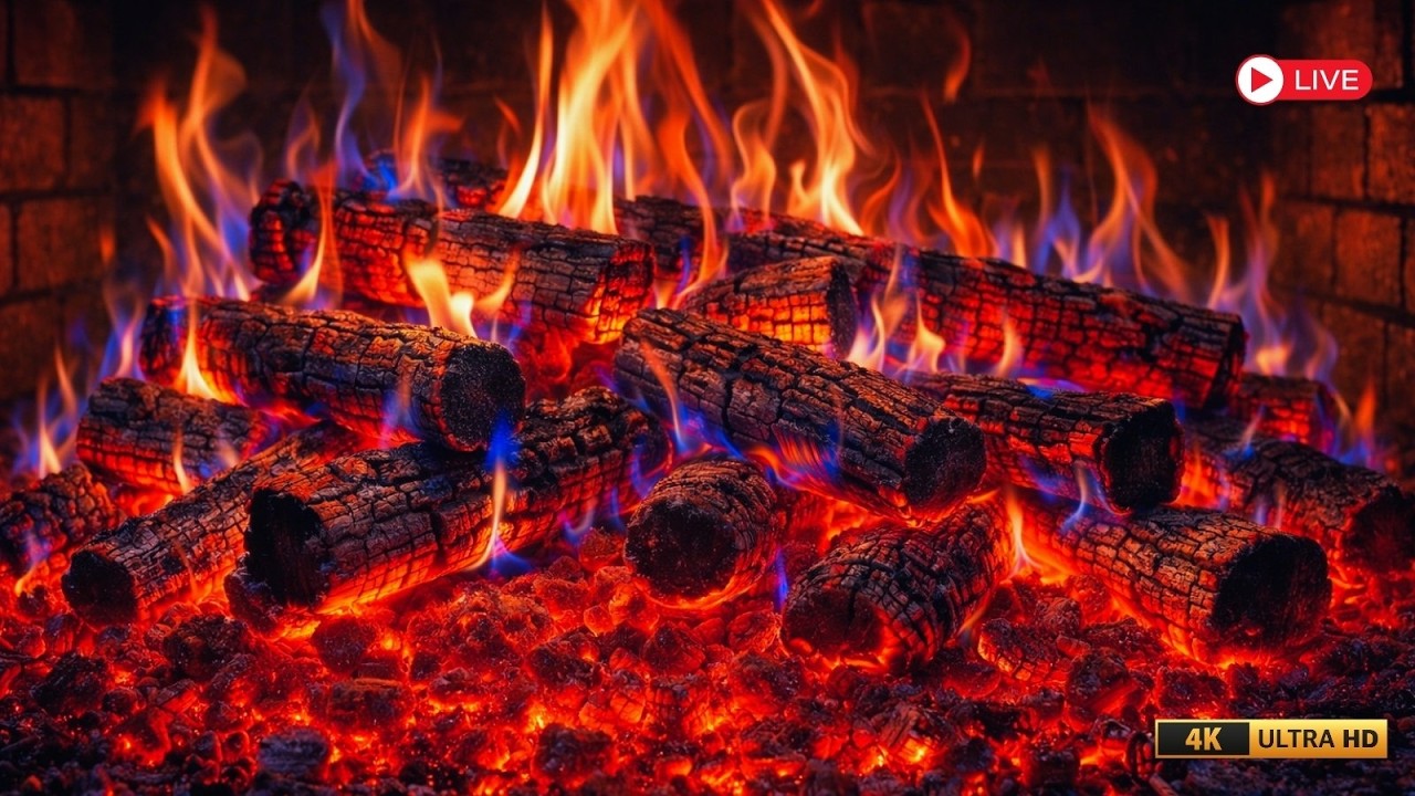 Blue & Red Fire Flames 🔵🔴🔥 Crackling Wood Sounds | Cozy ASMR in 4K UHD