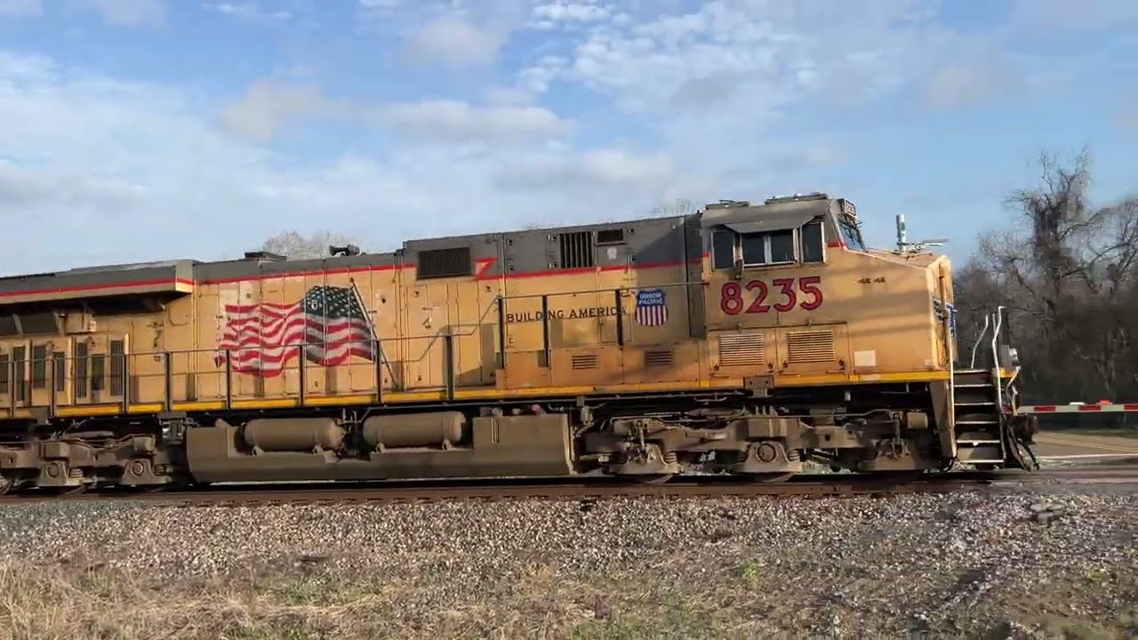Union Pacific Manifest Led By UP 8235 C45AH and 2 Rear DPU's - Navasota Subdivision - 3/6/26