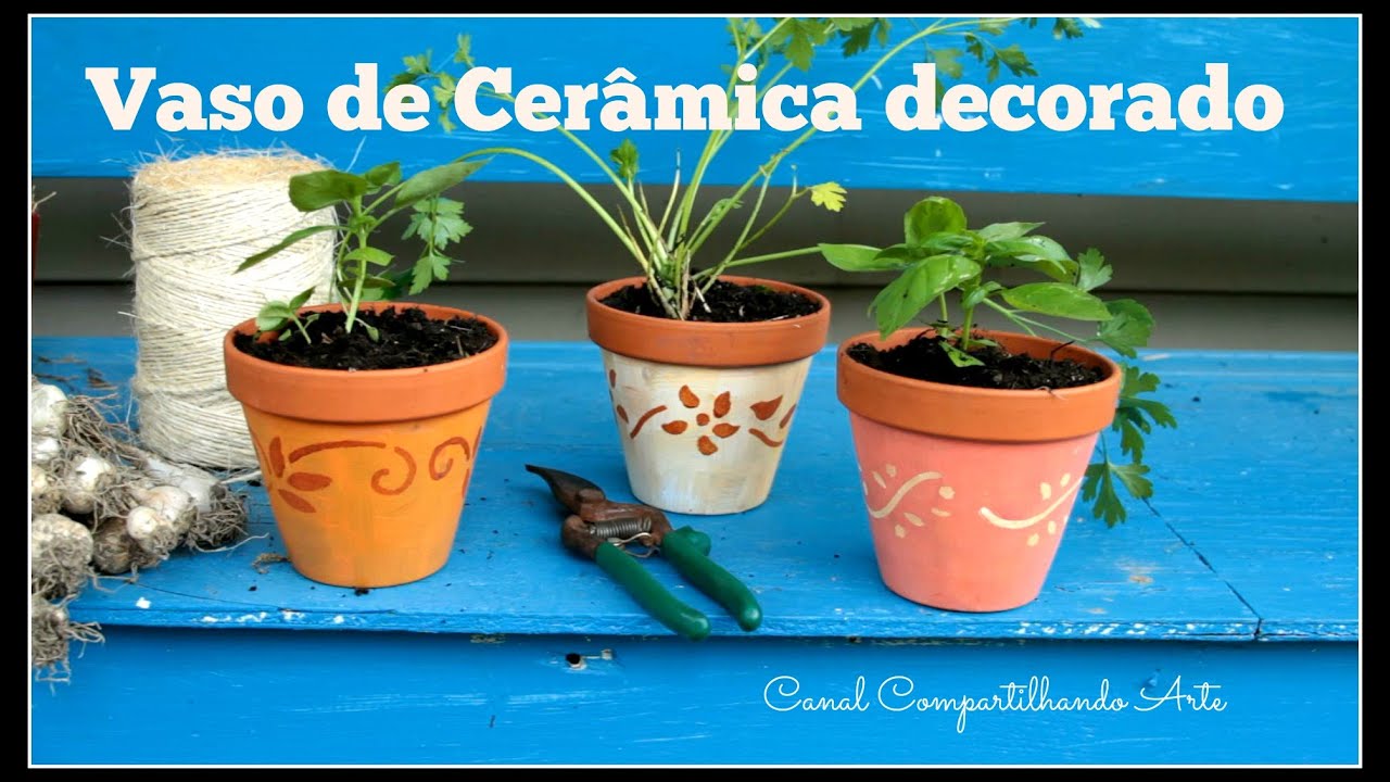 Como pintar vasos de cerâmica - Artesanato DIY do Compartilhando Arte