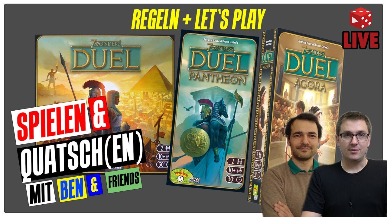 LIVE: 7 Wonders Duel + Pantheon & Agora Spiel Regeln und Let's Play deutsch