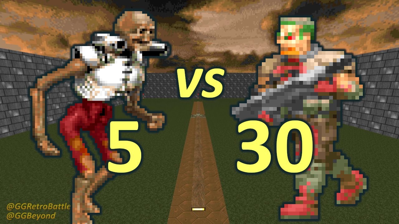 5 Revenants vs 30 Zombiemen - Monster Infighting - Doom II Retro Battles