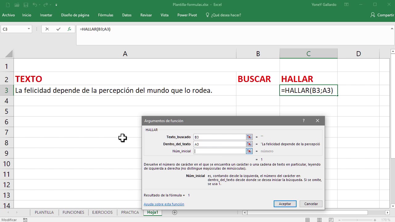 Funci&oacute;n HALLAR en Excel