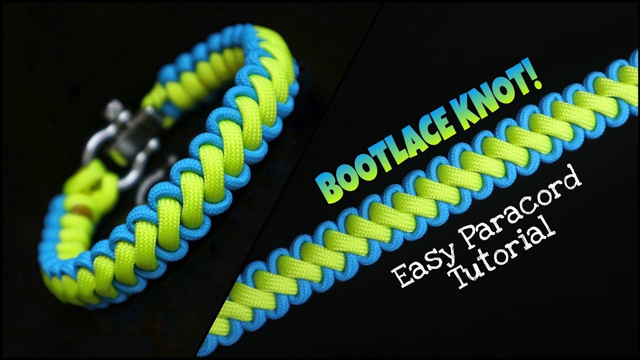 HOW TO MAKE BOOTLACE KNOT PARACORD BRACELET WITH SHACKLE, EASY PARACORD TUTORIAL.