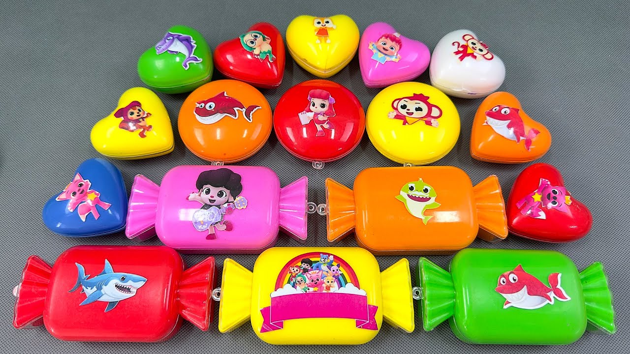 Picking Pinkfong, Jeni and Hogi from Smooth Colorful Slime ASMR