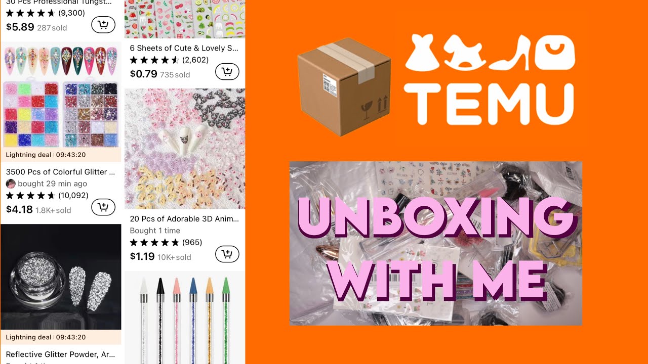 Unboxing TEMU with me 📦 / ASMR opening nail supply box