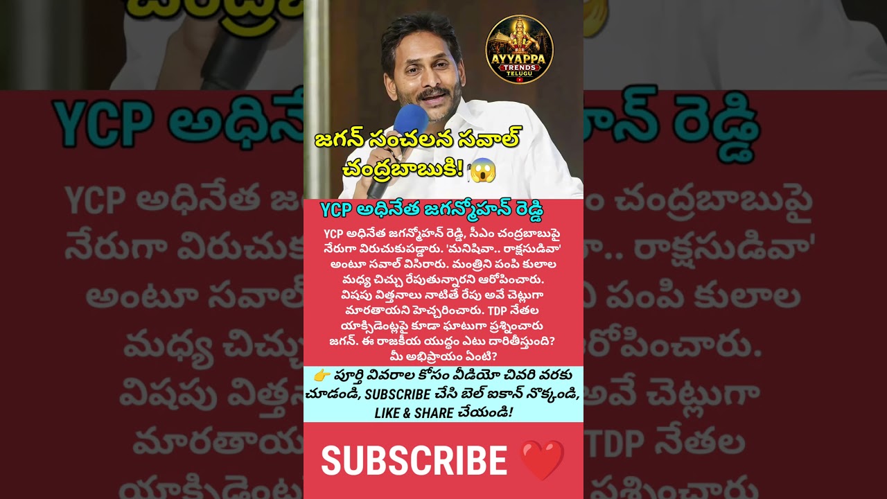 #JaganMohanReddy #ChandrababuNaidu #APPolitics #YSRCP #TDP #Viral #Trending #APNews