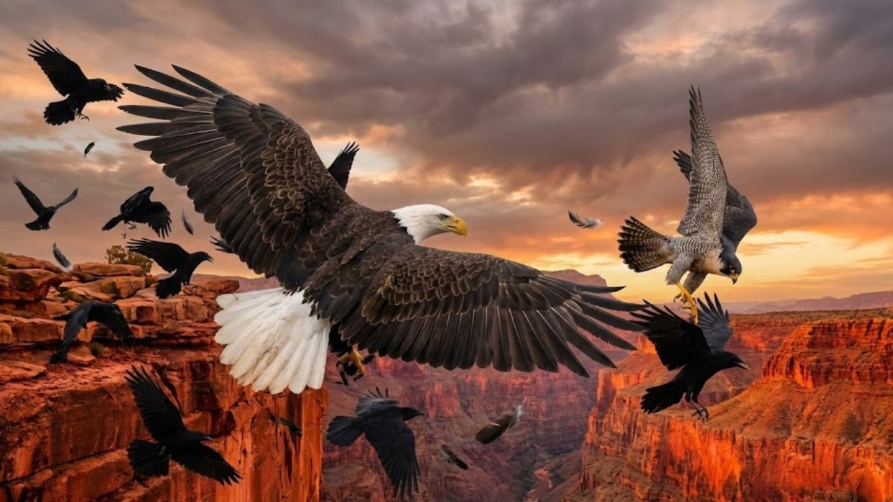 When Giants Meet: A story of an unlikely alliance between an American eagle and a peregrine falcon.