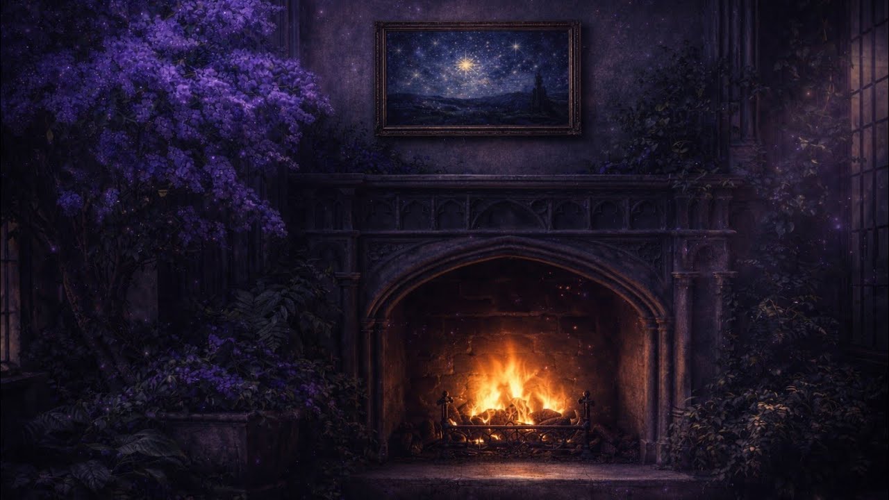 ✨️Dark Victorian Fireplace Ambience | Cozy Cosmic Night | No Music