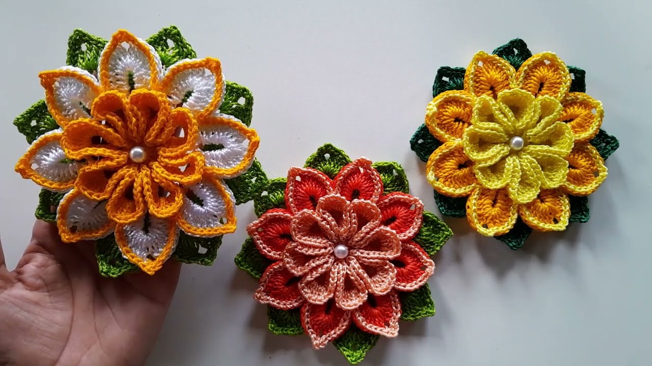 FLOR DE CROCHÊ PARA APLICAÇÃO PASSO A PASSO flor requinte moldificada 🌸