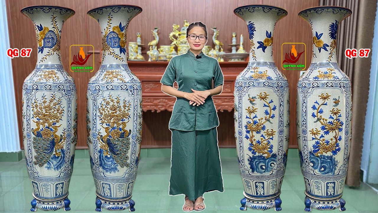 Lộc Bình Tứ Cảnh Đắp Nổi Cực VIP Bát Tràng Đón May Mắn Suốt Mười Hai Tháng