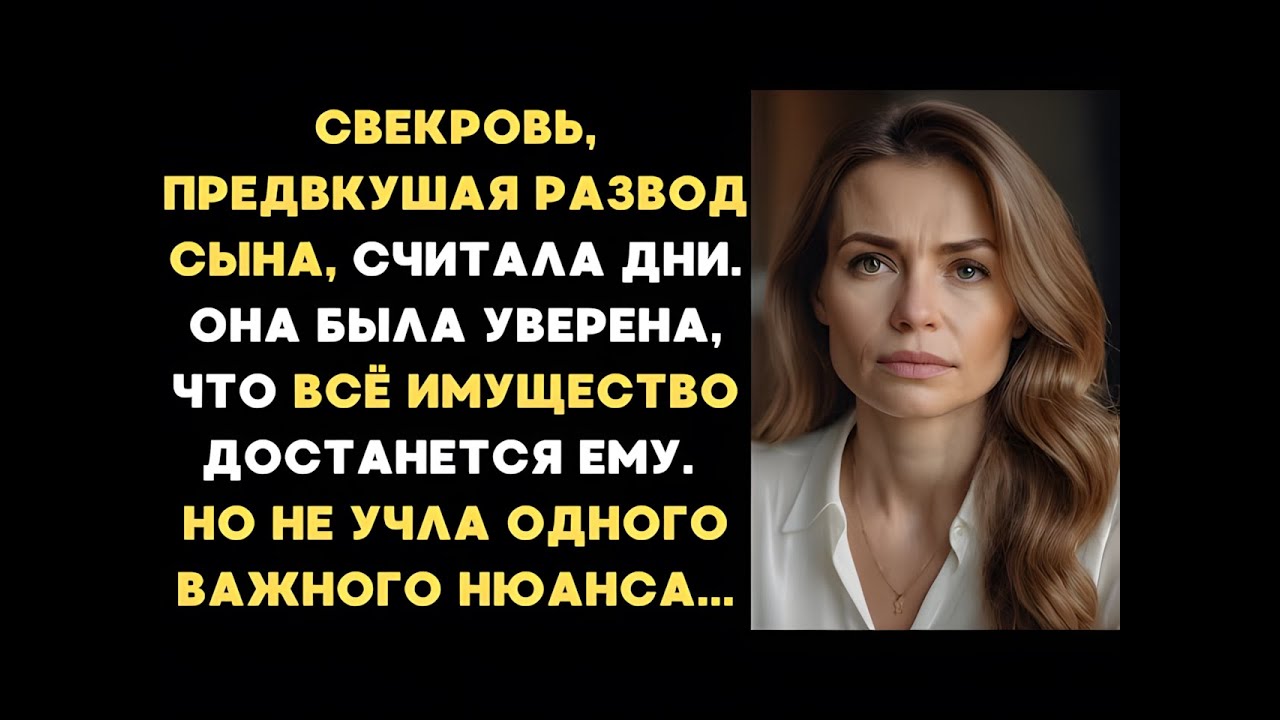 Свекровь, предвкушая развод сына, считала дни, думая, что всё имущество достанется ему. Но не учла..