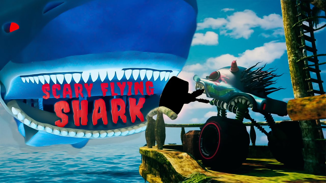 Scary Flying Shark Song For Babies in Kids Cartoon by Monster Truck Dan