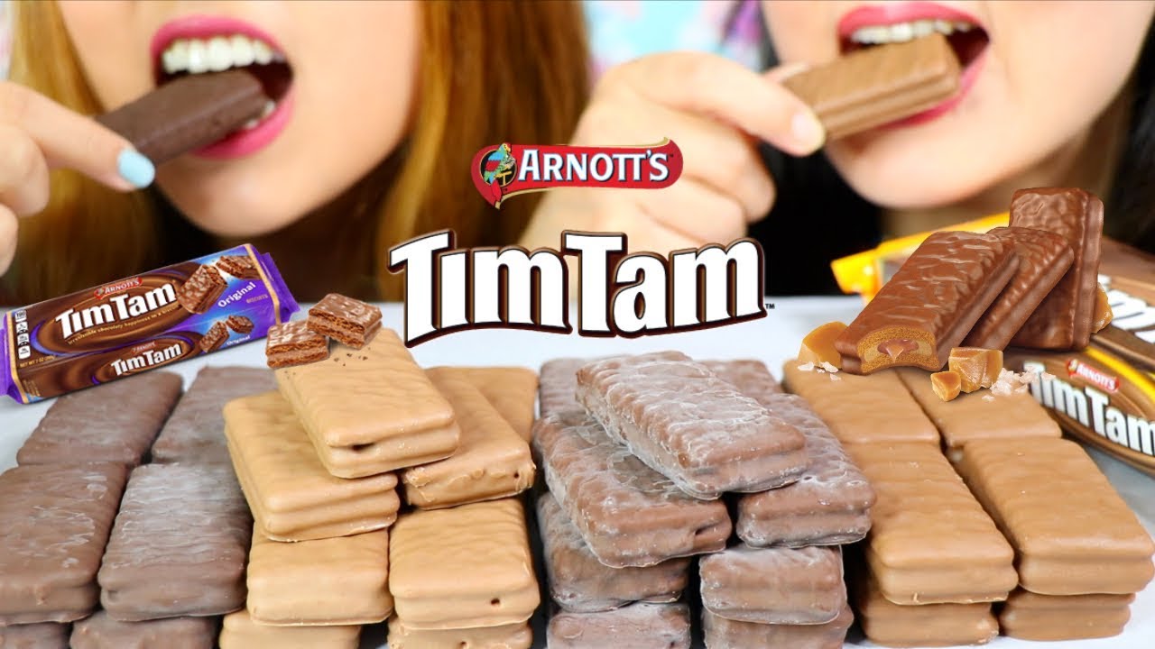 ASMR EATING TIM TAMS (CHOCOLATE CARAMEL COOKIES) | Kim&Liz ASMR